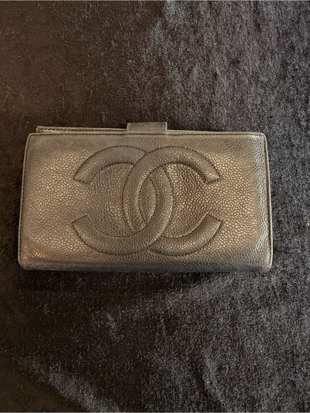 Vintage CHANEL Black Quilted CC Long Wallet